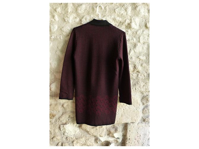Yves Saint Laurent Wollstrickjacke Schwarz Bordeaux - Ansicht 6