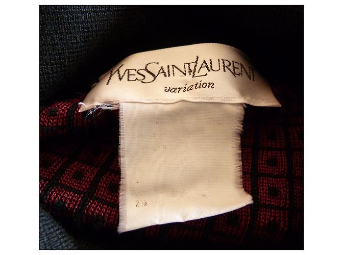 Yves Saint Laurent Wollstrickjacke Schwarz Bordeaux - Ansicht 7