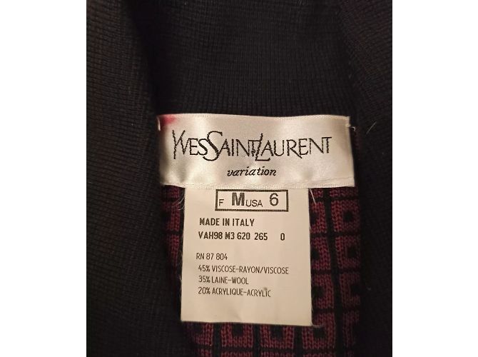 Yves Saint Laurent Wollstrickjacke Schwarz Bordeaux - Ansicht 8