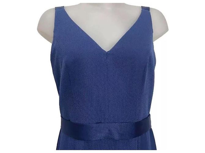 Vera Wang Abito da sera blu navy con una schiena mozzafiato - vista 4
