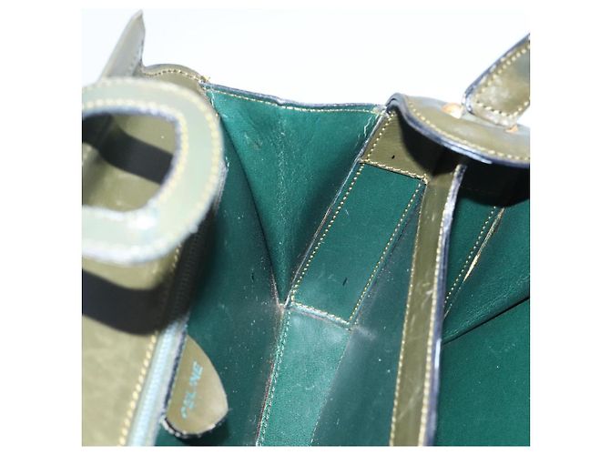 Céline Borsa a mano CELINE in pelle verde oro Auth 92104 D'oro - vista 19
