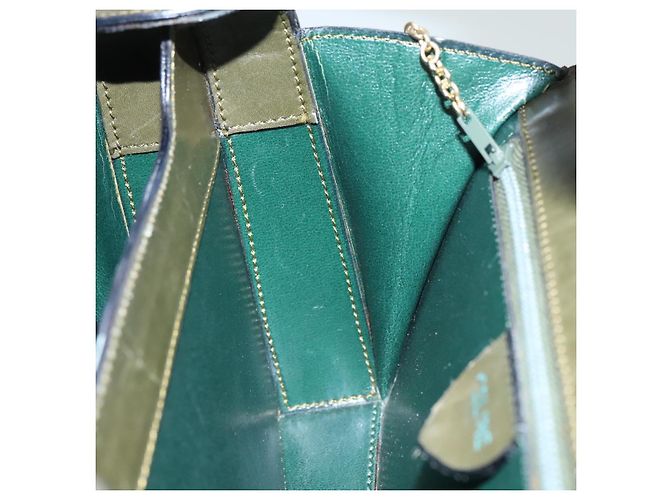 Céline Borsa a mano CELINE in pelle verde oro Auth 92104 D'oro - vista 20