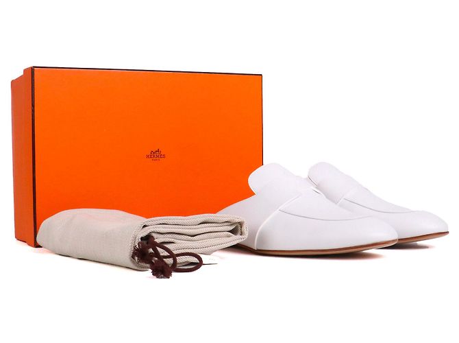 HERMÈS - Mules Catena Hermès in pelle bianca (T41) Bianco - vista 7