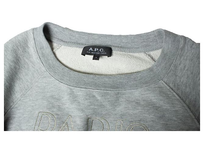 Autre Marque A.P.C., grauer Rundhalspullover mit PARIS-Druck - Ansicht 5