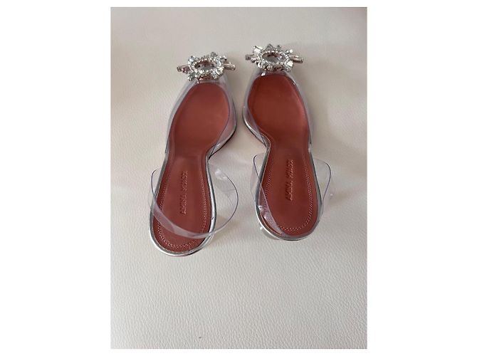 Amina Muaddi Decolte Slingback begum Grigio - vista 10