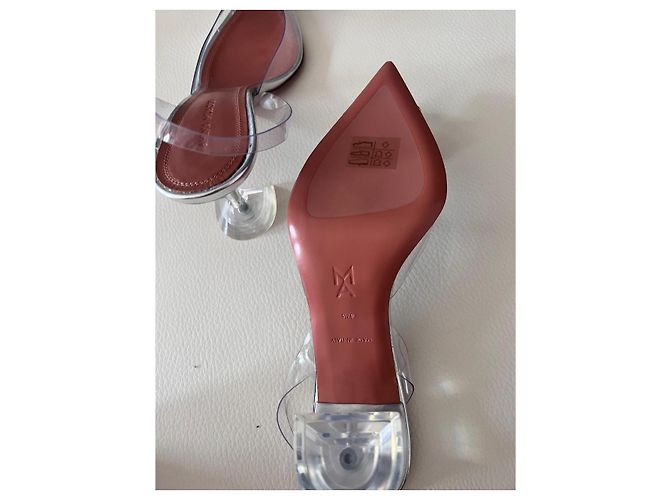 Amina Muaddi Decolte Slingback begum Grigio - vista 13