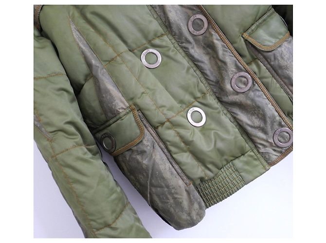 Dior x John Galliano Herbst 2006 Camouflage Pufferjacke Grün - Ansicht 3