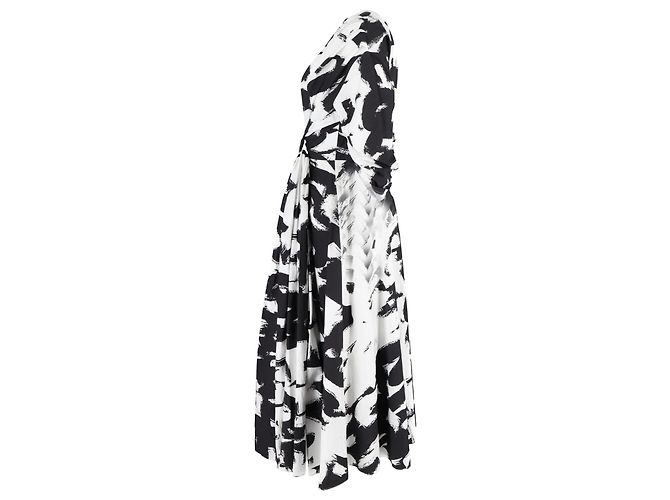 Abito midi stampato con vita attorcigliata Alexander Mcqueen in cotone multicolore - vista 2