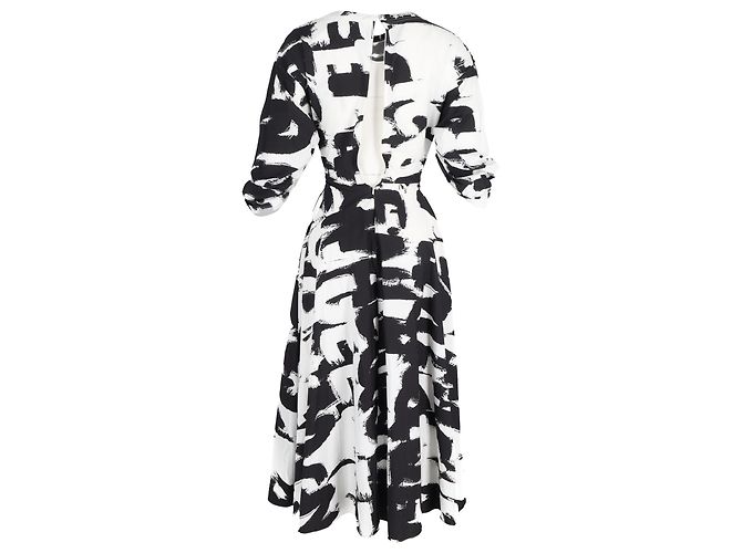 Abito midi stampato con vita attorcigliata Alexander Mcqueen in cotone multicolore - vista 3