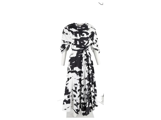 Abito midi stampato con vita attorcigliata Alexander Mcqueen in cotone multicolore - vista 4