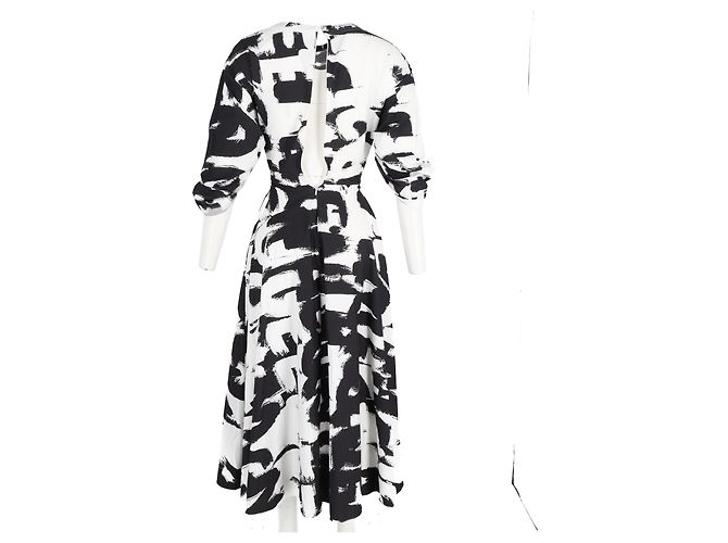 Abito midi stampato con vita attorcigliata Alexander Mcqueen in cotone multicolore - vista 6