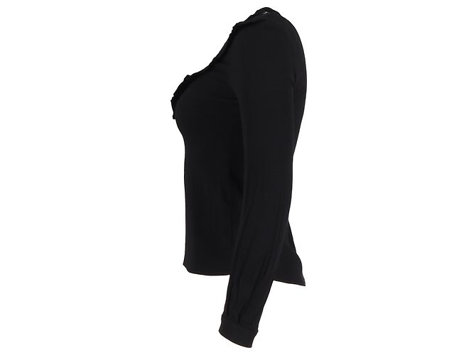 Langarmbluse aus schwarzem Polyester mit Rüschendetails und Reißverschluss Maje - Ansicht 2