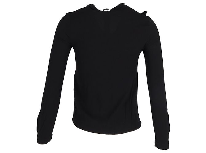Langarmbluse aus schwarzem Polyester mit Rüschendetails und Reißverschluss Maje - Ansicht 3