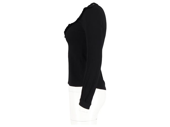 Langarmbluse aus schwarzem Polyester mit Rüschendetails und Reißverschluss Maje - Ansicht 5