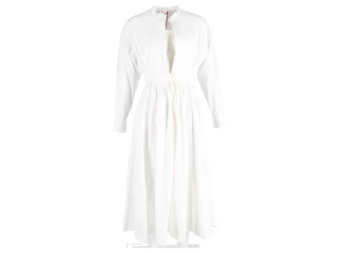 Abito camicia midi con bottoni e maniche lunghe Alexander Mcqueen in cotone bianco - vista 4