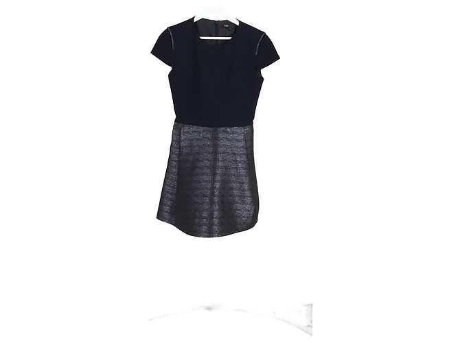 Maje Mini Kurzarmkleid in Marineblau und Silber-Polyester - Ansicht 4