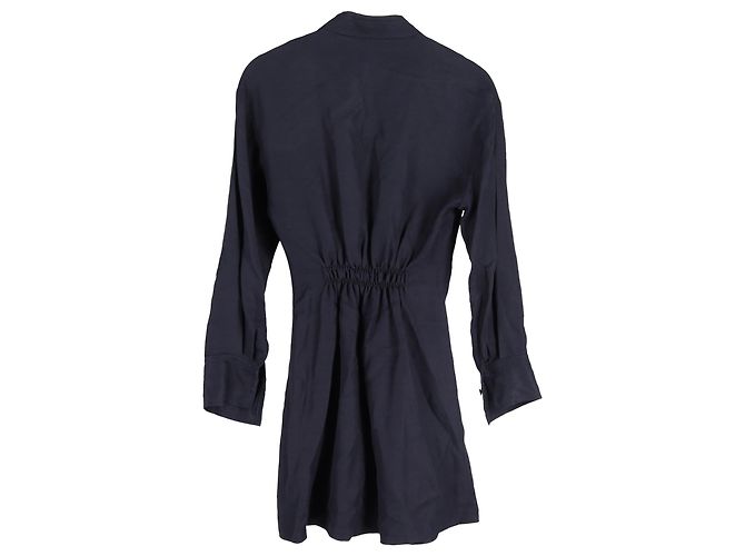 Mini-Longsleeve-Kleid mit gerafftem Frontdetail von Sandro Paris aus navyblauer Viskose Marineblau - Ansicht 2