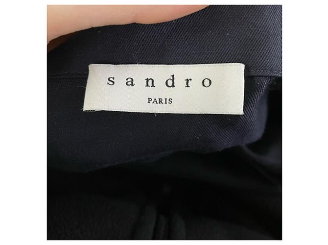 Mini-Longsleeve-Kleid mit gerafftem Frontdetail von Sandro Paris aus navyblauer Viskose Marineblau - Ansicht 3