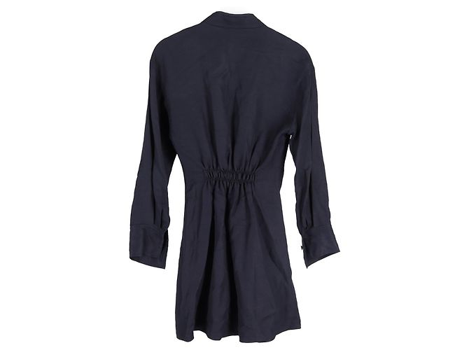 Mini-Longsleeve-Kleid mit gerafftem Frontdetail von Sandro Paris aus navyblauer Viskose Marineblau - Ansicht 5