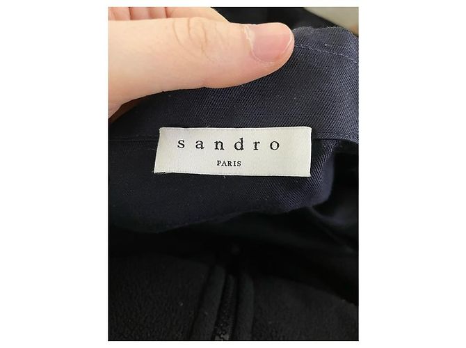 Mini-Longsleeve-Kleid mit gerafftem Frontdetail von Sandro Paris aus navyblauer Viskose Marineblau - Ansicht 6
