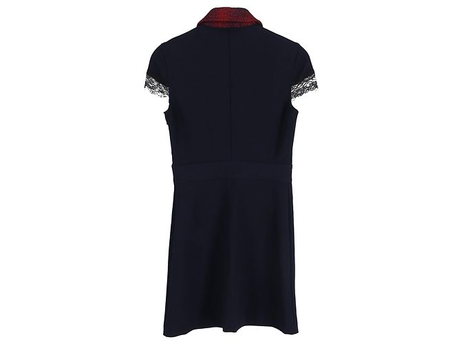 Vestido mini con cuello de encaje Riloid Maje en poliéster azul marino - vista 2