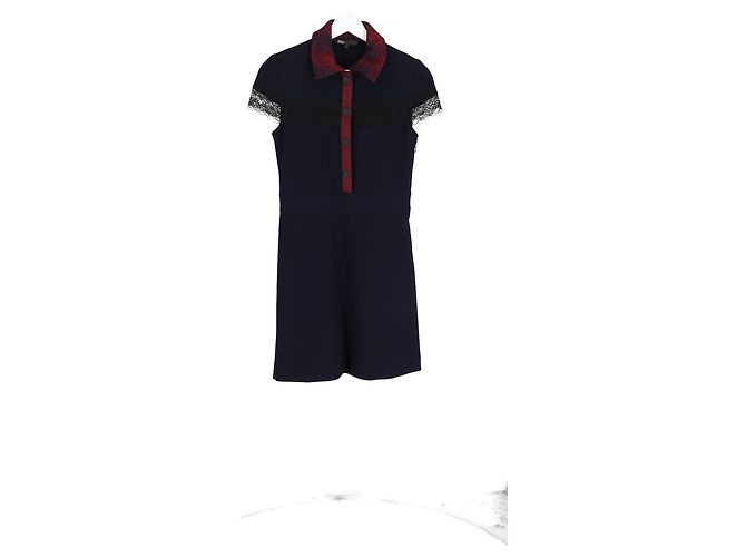 Vestido mini con cuello de encaje Riloid Maje en poliéster azul marino - vista 4