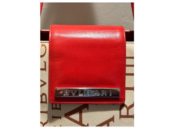 Borsa Bulgari in seta beige - vista 6