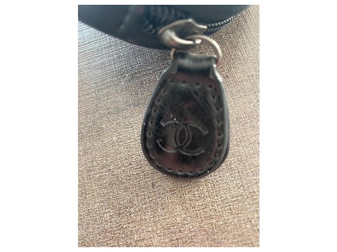 Autre Marque Chanel Bolsa de Raquete de Tênis Couro Preto Acolchoado - vista 11