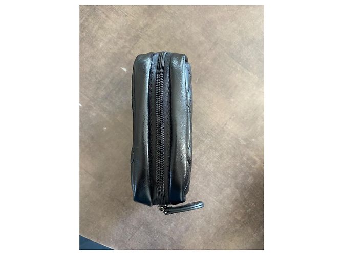 Autre Marque Chanel Bolsa de Raquete de Tênis Couro Preto Acolchoado - vista 6