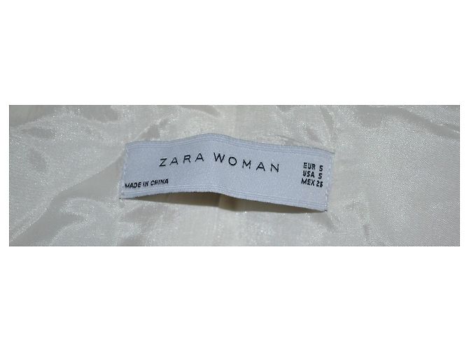 Chaqueta Zara blanca de algodón y lino con cinturón efecto bambú Blanco - vista 5