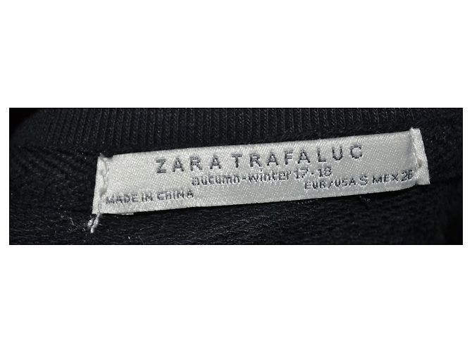 Zara Baumwollpullover mit Kunstfell-Schultern schwarz Mehrfarben - Ansicht 5