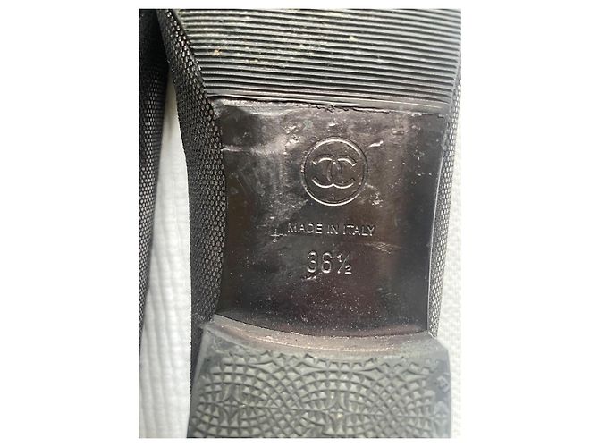 Ballerine Chanel Bicolore in Pelle Nera e Metallizzata Nero Metallico - vista 7