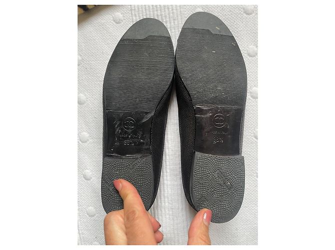 Ballerine Chanel Bicolore in Pelle Nera e Metallizzata Nero Metallico - vista 8