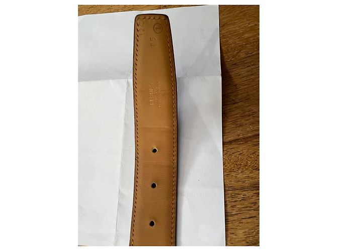 Cinturón Hermès de cuero de cocodrilo negro con hebilla H dorada 85 cm - vista 8