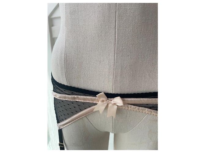 Bretelle Agent Provocateur in pizzo nero e rosa - vista 4