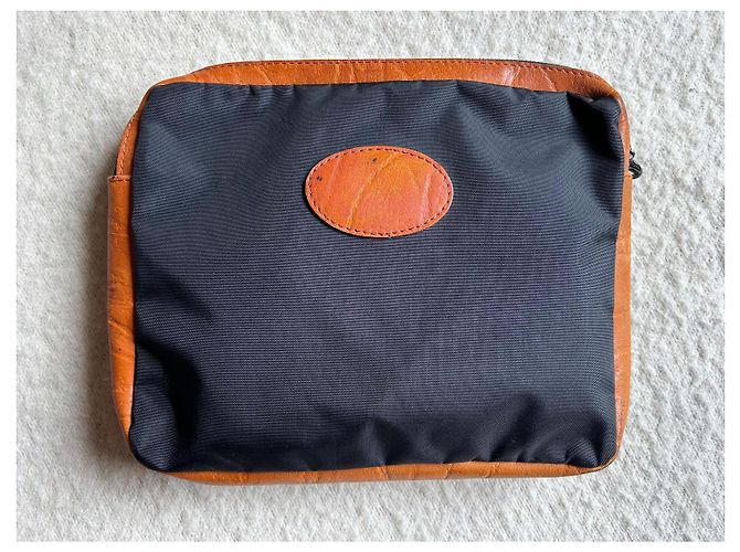 Pochette Longchamp in Nylon e Pelle Marrone Nero - vista 2