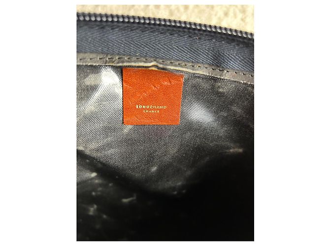 Pochette Longchamp in Nylon e Pelle Marrone Nero - vista 5