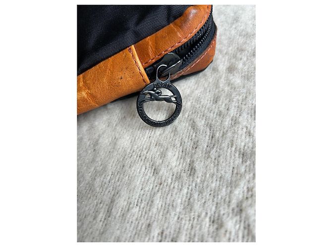 Pochette Longchamp in Nylon e Pelle Marrone Nero - vista 6