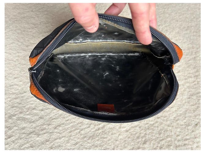 Pochette Longchamp in Nylon e Pelle Marrone Nero - vista 7