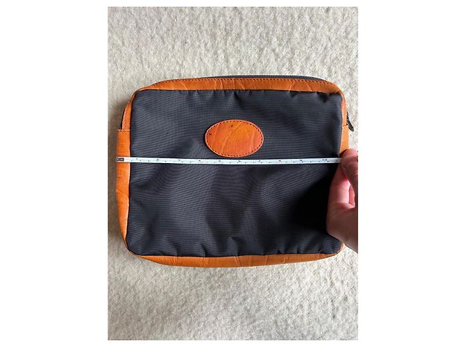 Pochette Longchamp in Nylon e Pelle Marrone Nero - vista 8