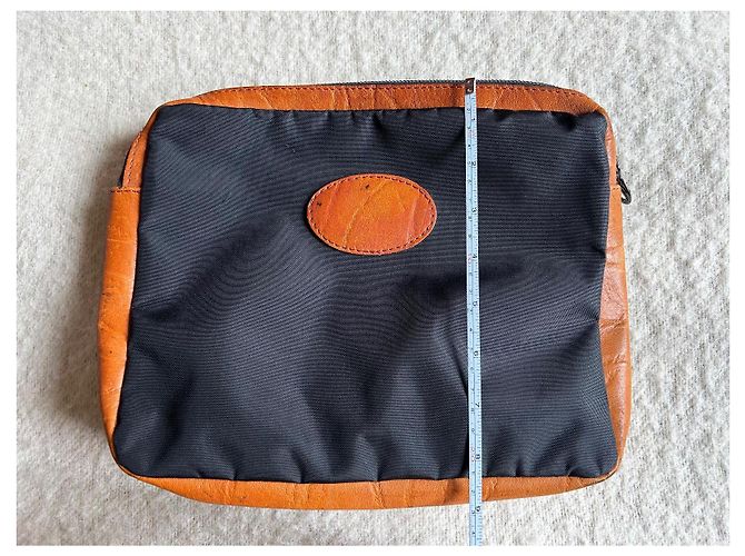 Pochette Longchamp in Nylon e Pelle Marrone Nero - vista 9