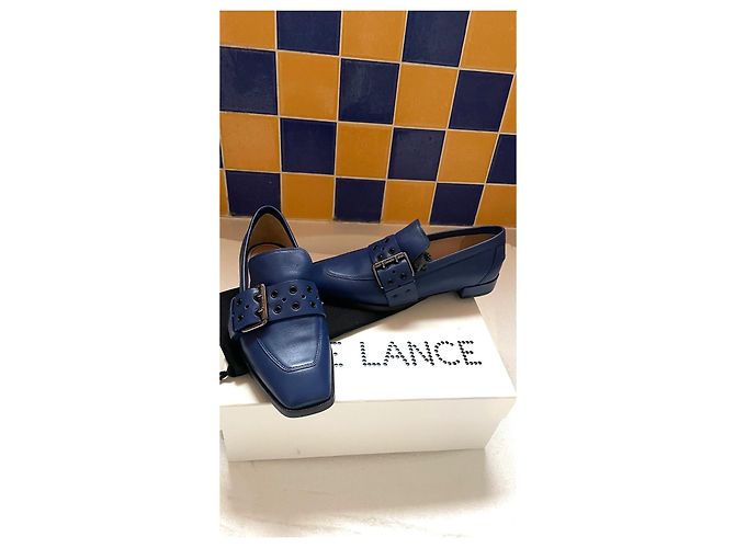 Mocassini Free Lance in pelle blu Taglia 37 - vista 3
