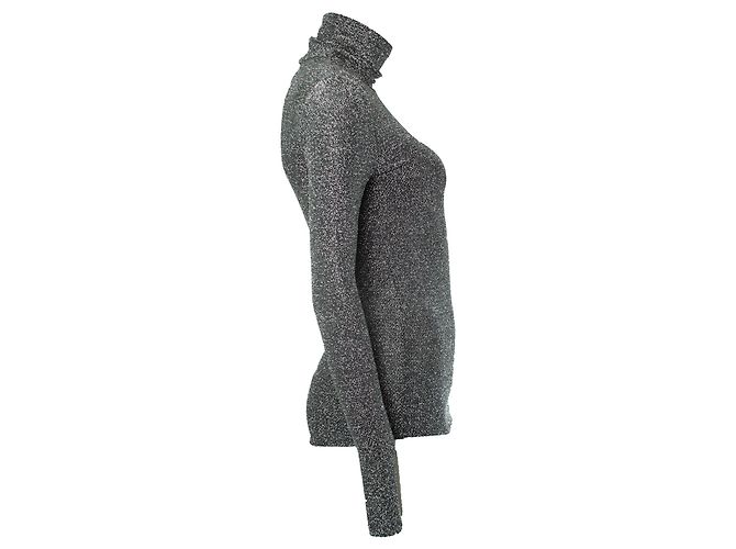 Blusa de gola alta brilhante Woyela da Isabel Marant Prata Metálico - vista 2