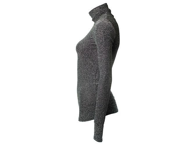 Blusa de gola alta brilhante Woyela da Isabel Marant Prata Metálico - vista 4