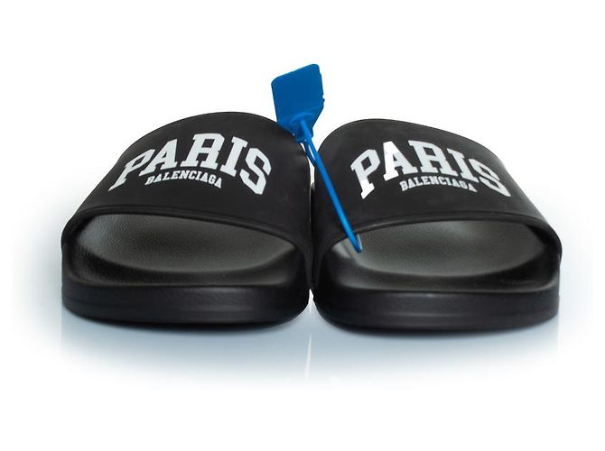 Infradito Balenciaga stampa Parigi in nero - vista 3