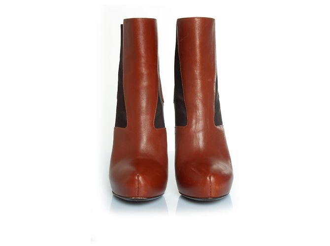 Fendi hidden platform boots in cognac leather - view 3