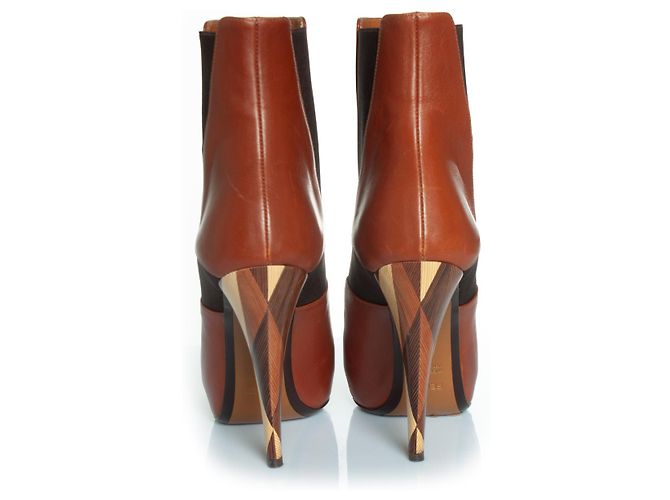 Fendi hidden platform boots in cognac leather - view 5