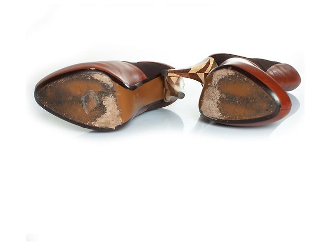 Fendi hidden platform boots in cognac leather - view 6