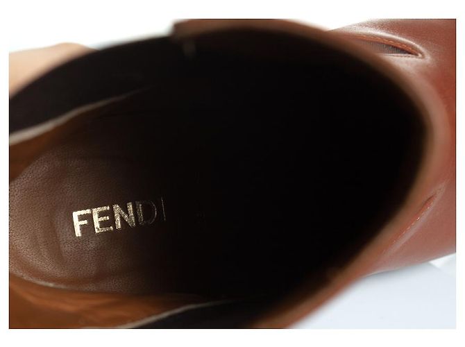 Fendi hidden platform boots in cognac leather - view 8