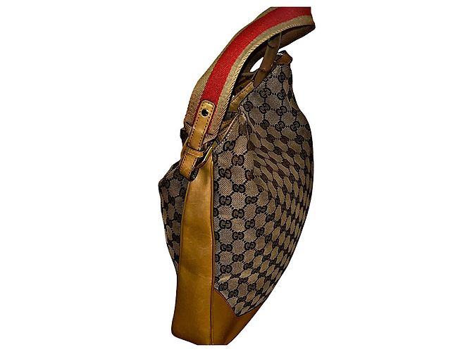 Bamboo Borsa a spalla Gucci Monogram GG con manico in bambù e tracolla Web Beige - vista 10
